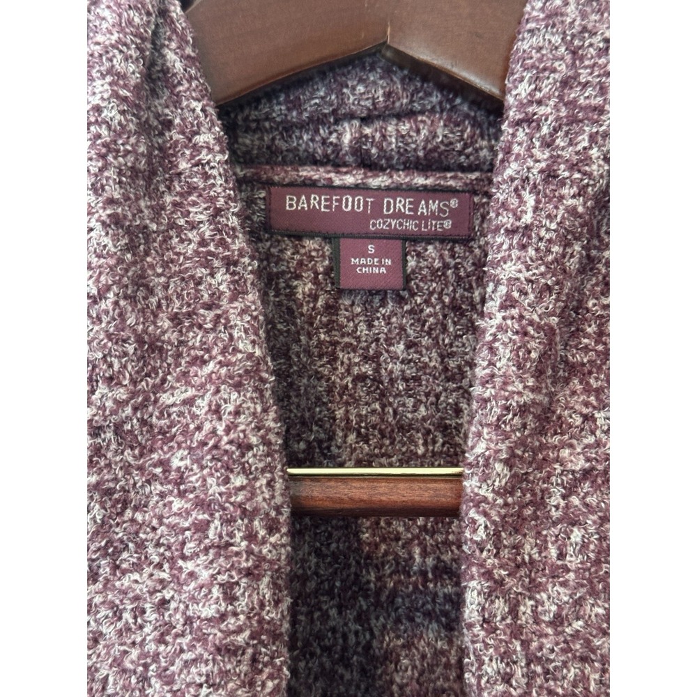 Barefoot Dreams CozyChic Lite Montecito Cardigan Burgundy Open Front S - Picture 3 of 6